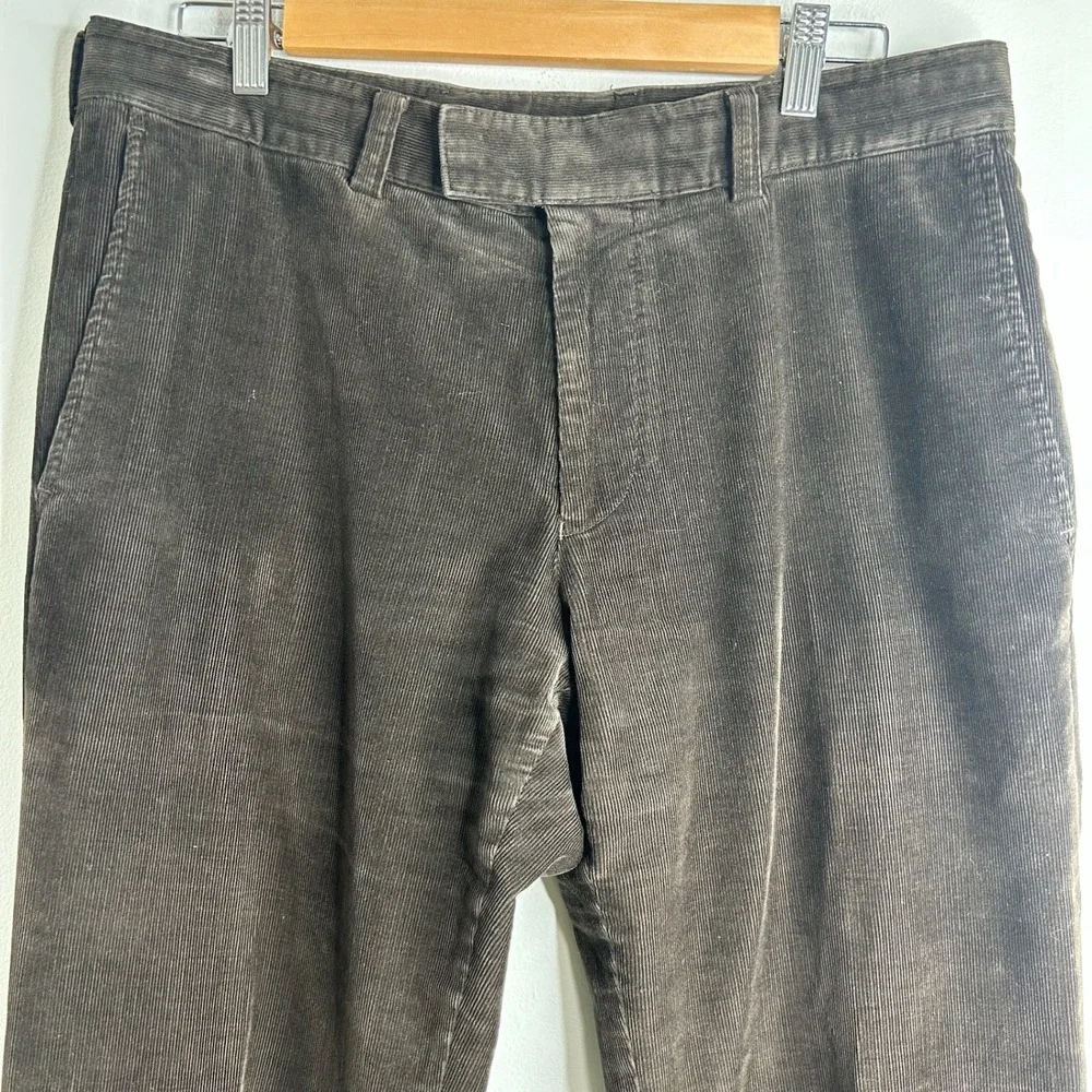 HUGO BOSS Mens Brown Corduroy Straight Leg Dress Pants Size 34x32 Classic Soft‎